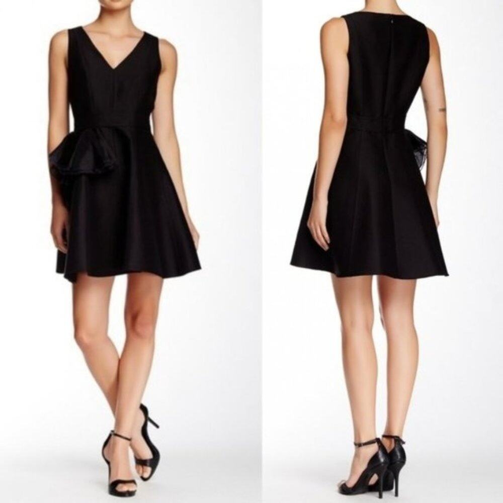 Halston Heritage Organza Ruffle Mini Cocktail Dress Black/Navy size 4